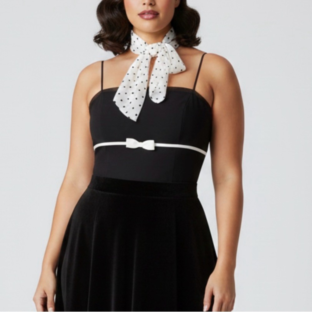Vintage B2 Black White Bow Bustier Cami Bodice Top Y2K Preppy Size 14